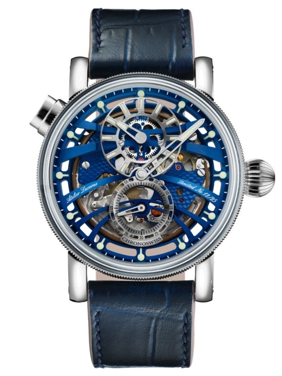 Q-Repeater Blue Note is a bit more subtle, but equipped with the same three-dimensional dial. © Chronoswiss