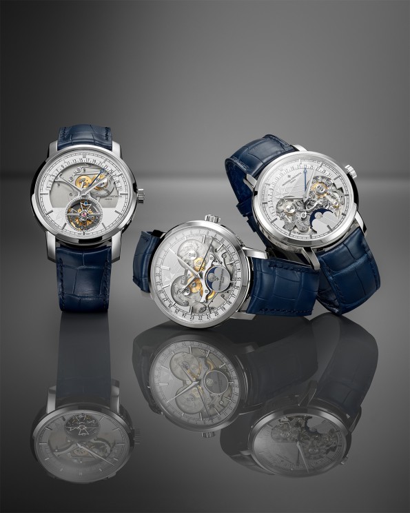 Traditionnelle Perpetual Calendar Retrograde Date Openface, Traditionnelle Tourbillon Retrograde Date Openface, and Traditionnelle Complete Calendar Openface.