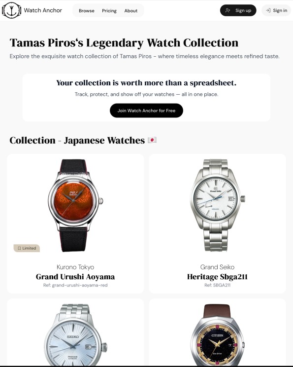 Interface de watchanchor.com © Watch Anchor