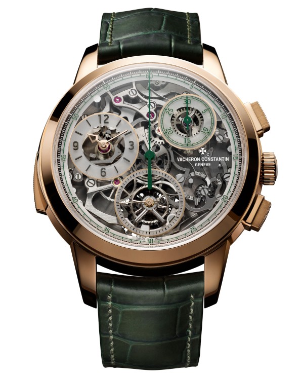  Montre de 44 mm regroupant chronographe à rattrapante, répétition minutes et tourbillon à spiral sphérique