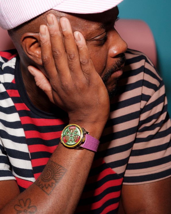 Lifestyle photo of the M.A.D. Editions X Yinka Ilori Nature version © MB&F