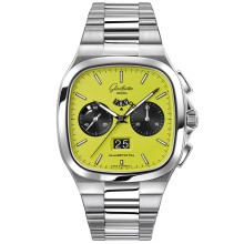 Seventies Chronograph Panorama Date vert et bracelet en acier inoxydable 