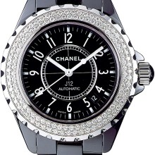 J12 Céramique noire sertie diamants