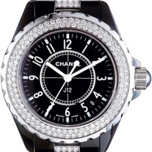 J12 Céramique noire sertie diamants