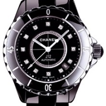 J12 Céramique noire, cadran 12 index diamants