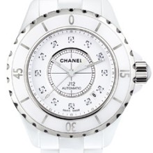 J12 Céramique blanche, cadran 12 index diamants