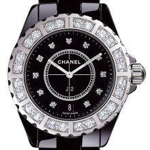 Céramique noire lunette acier sertie et cadran 11 index diamants