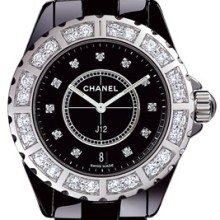 Céramique noire lunette acier sertie et cadran 11 index diamants