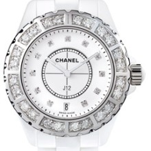 Céramique blanche lunette acier sertie et cadran 11 index diamants