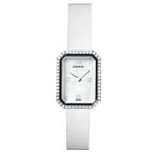 Acier, cadran nacre blanche avec 4 index diamant